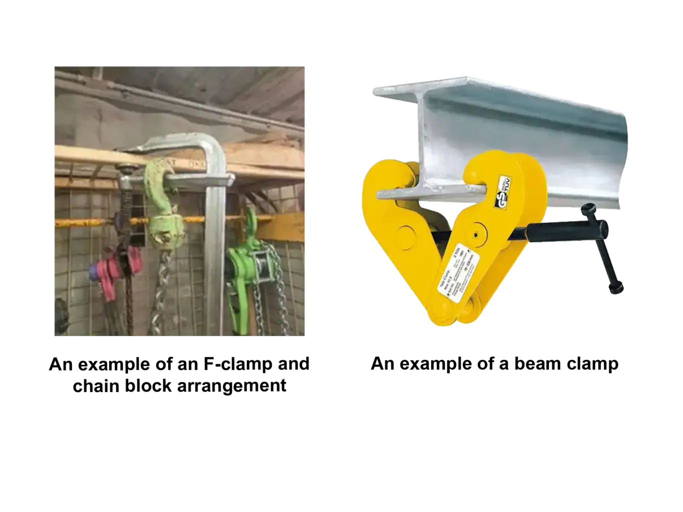 F clamp and chain clamp