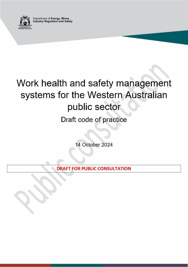 draftpublicsectorwhs code of practice frontpage